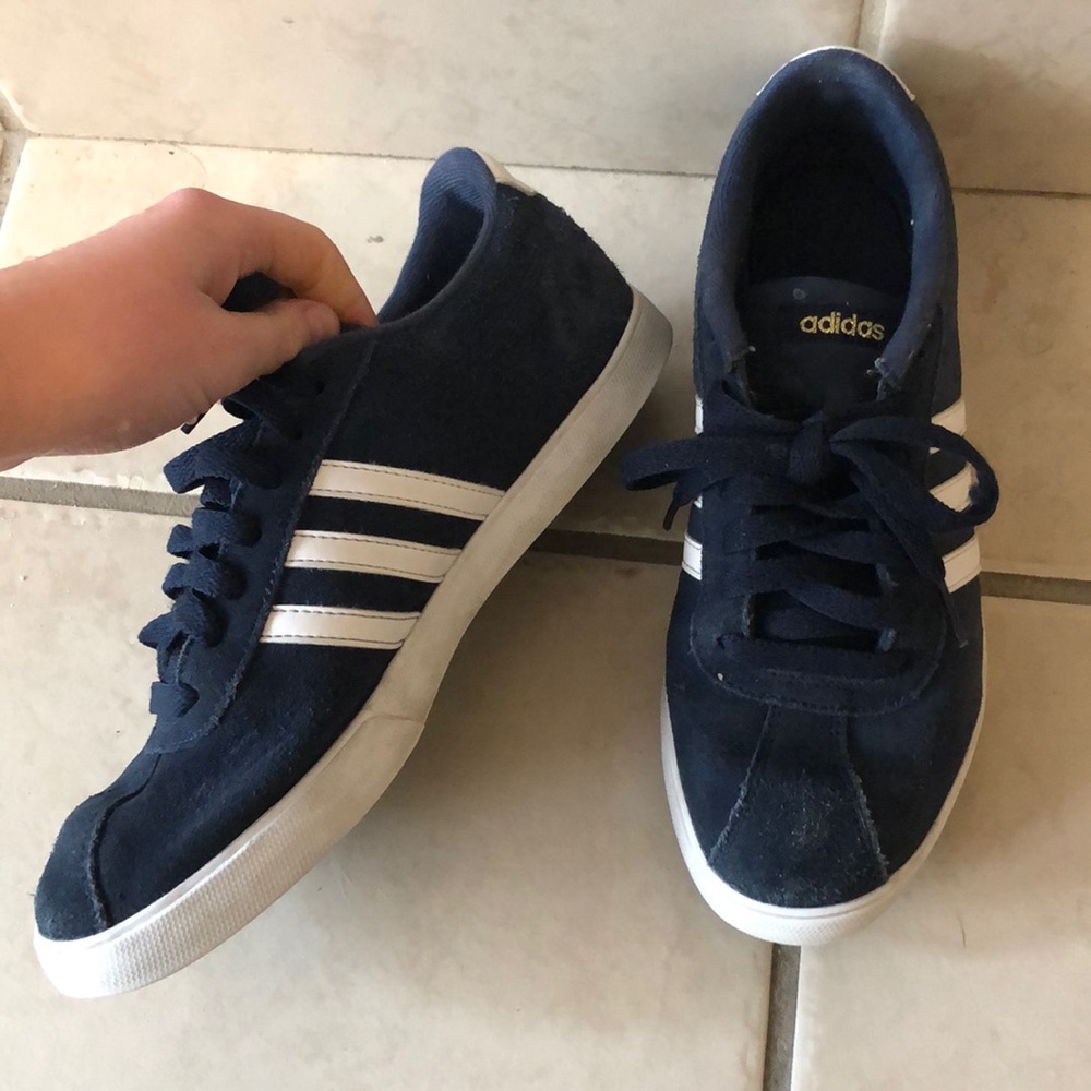 Navy Adidas Suede shoes